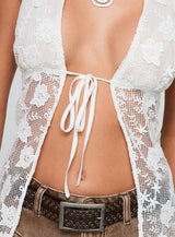 Elevation Tie Up Longline Top White