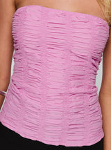 Star Quality Strapless Ruched Top Pink