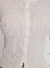 Cowrie Long Sleeve Button Up Top White
