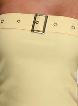 Satellite Strapless Buckle Detail Top Yellow