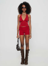 Take Me Out Halter Top Red