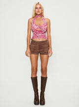 Superstitions Scarf Top Pink Multi