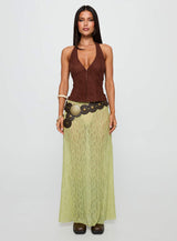 Movie Stars Faux Suede Halter Top Brown