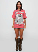 David Bowie Vintage Oversized Graphic Tee Red