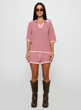 Veloria Collared Top Pink Stripe