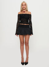 Dance For Me Off Shoulder Lace Top Black