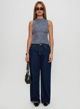 Get It Together High Neck Top Blue Marle