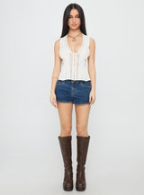 Zaylenna Lace Pleated Top White