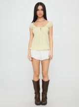 Lainee Babydoll Tie Up Top Yellow