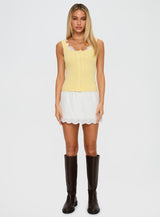 Sole Purpose Lace Trim Top Yellow