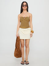 Ravon Ring Detail Strapless Top Yellow Stripe