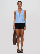Saddler Halter Top Blue