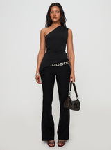 Vulnerable One Shoulder Top Black