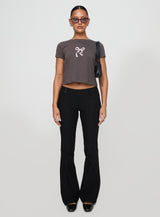 Polly Bow Tee Charcoal