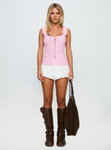 Lost Frontier Button Up Top Pink