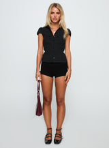 Arianwyn Short Sleeve Shirt Black Polka