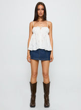 Moving Forward Tie Detail Top White