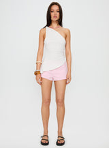 Dominikah One Shoulder Tie Top White