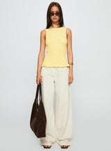 Maybe Tomorrow Ruched Sleeveless Top Lemon
