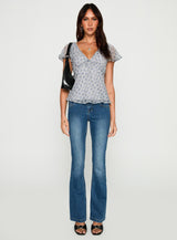 My Last Love Top Blue Check