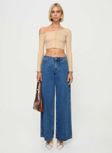 Hisie One Shoulder Top Beige