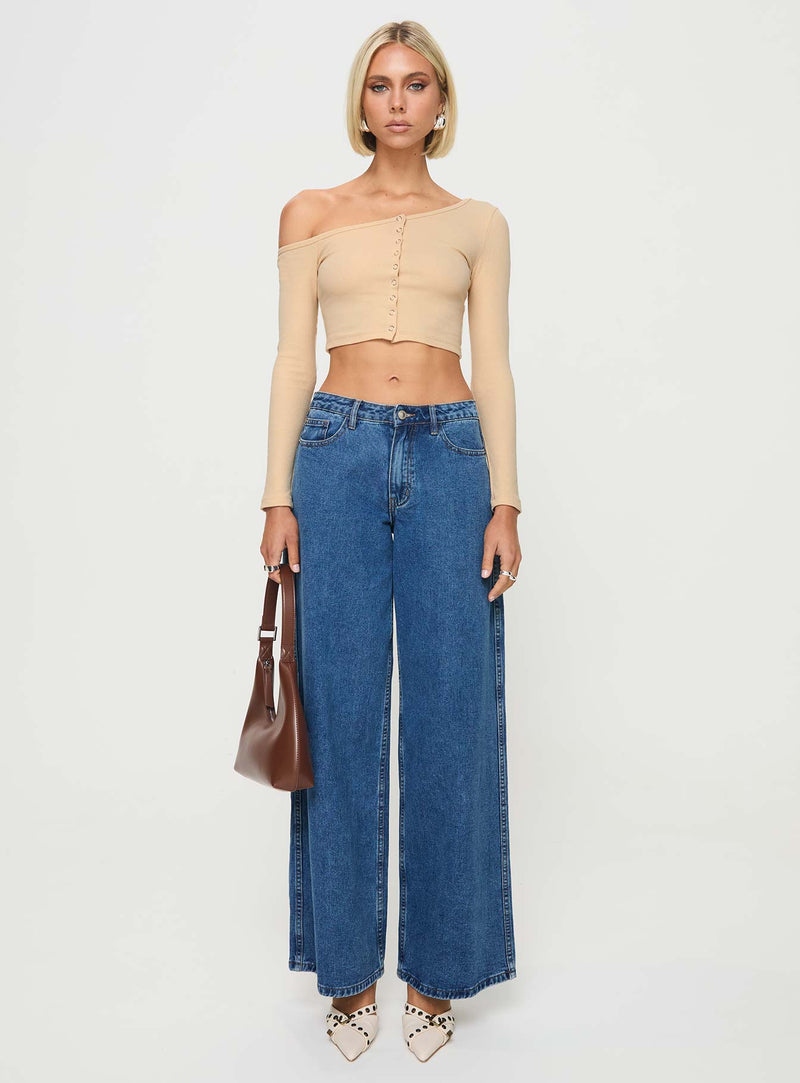 Hisie One Shoulder Top Beige