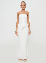Birdie Asymmetric Linen Blend Top White