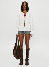 Scarlotte Bow Tie Top White