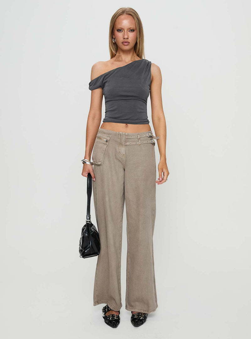 Danette One Shoulder Top Slate