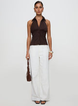 Victorie Halter Top Chocolate Stripe