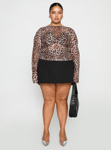 Believe Me Long Sleeve Top Leopard Curve