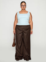 Baseline Square Neck Rib Tank Top Light Blue Curve