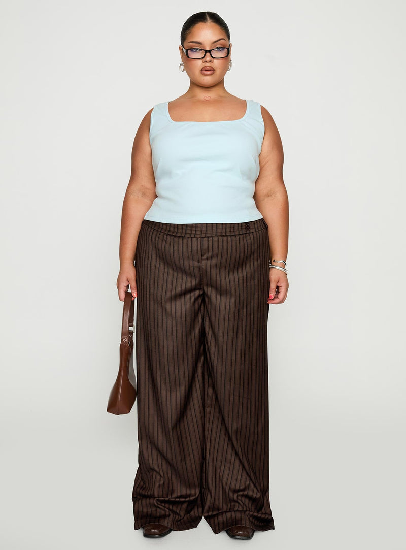 Baseline Square Neck Rib Tank Top Light Blue Curve