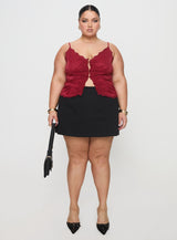 Juliana Top Dark Red Curve