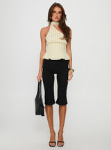 Zukaia One Shoulder Scarf Top Yellow Stripe