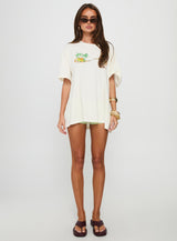 Kawabunga Oversized Graphic Top Cream