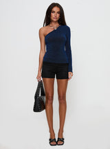 Dance All Night One Sleeve Top Navy Glitter