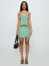 What A Coincidence Beaded Top Teal