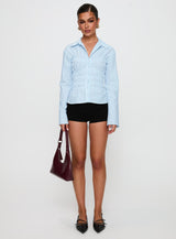 Liesel Shirred Long Sleeve Top Stripe
