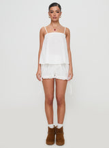 Invisible String Lace Sleep Top White