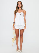 Estellar Strapless Tie Detail Top White