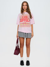 Led Zeppelin Oversized Vintage Graphic Top Pink