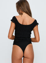 Ahead Of Myself Off Shoulder Bodysuit Black