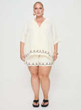 Jamari Linen Blend Shirt Cream / Brown Curve