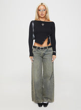 Karre Off The Shoulder Long Sleeve Top Black