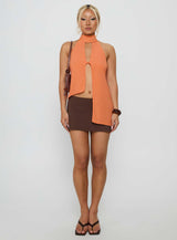 Rhevena Plunge Backless Top Orange