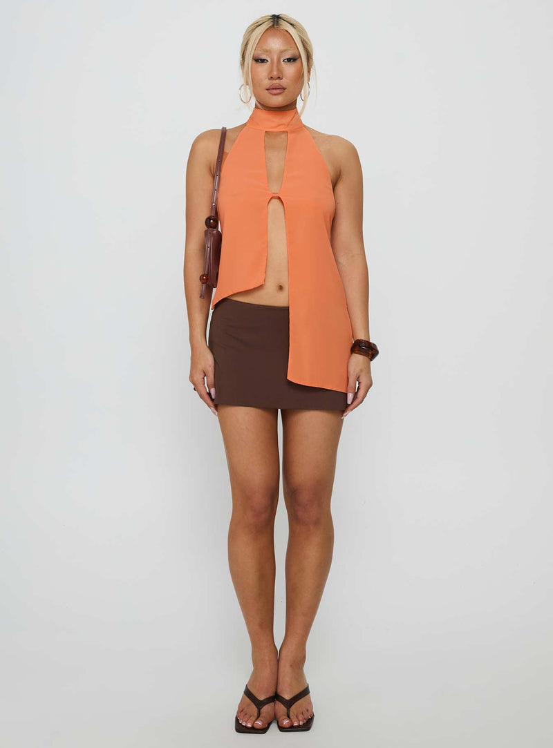 Rhevena Plunge Backless Top Orange