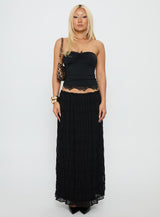 Brownie Points Lace Trim Strapless Top Black