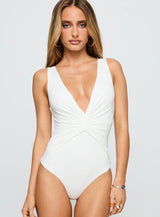 Midnight In Paris Backless Bodysuit White