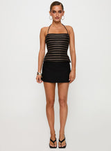 The Player Backless Tie Neck Top Gold / Black Stripe